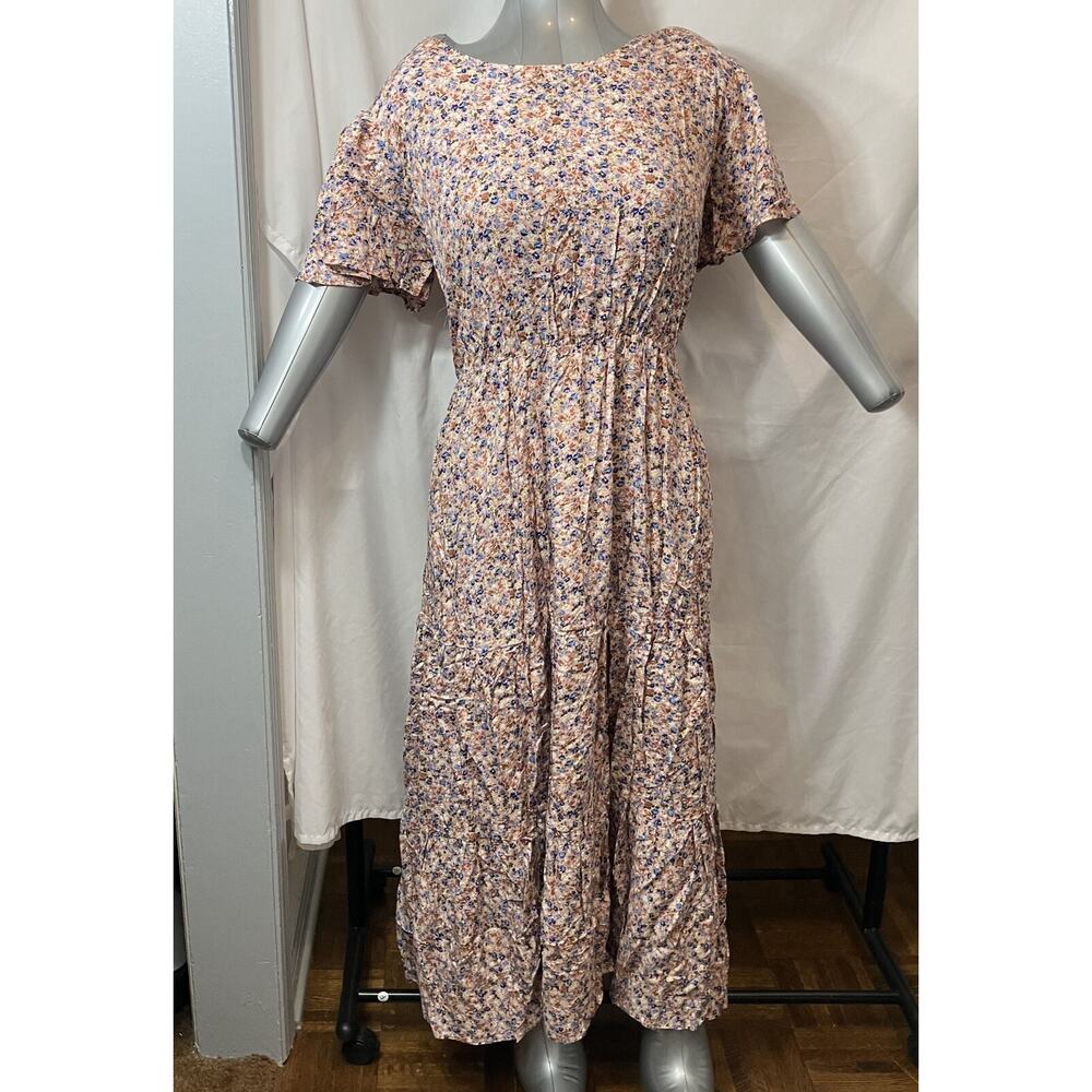 Nemidor Maxi Dress Women's 16 (Plus) Boho Ditsy Floral Causal Layered Flared